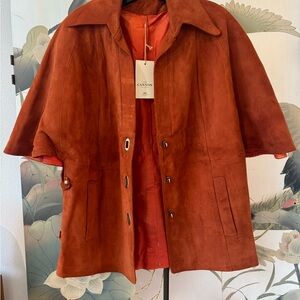 Vintage Rust Orange Suede Cape Vest Jacket